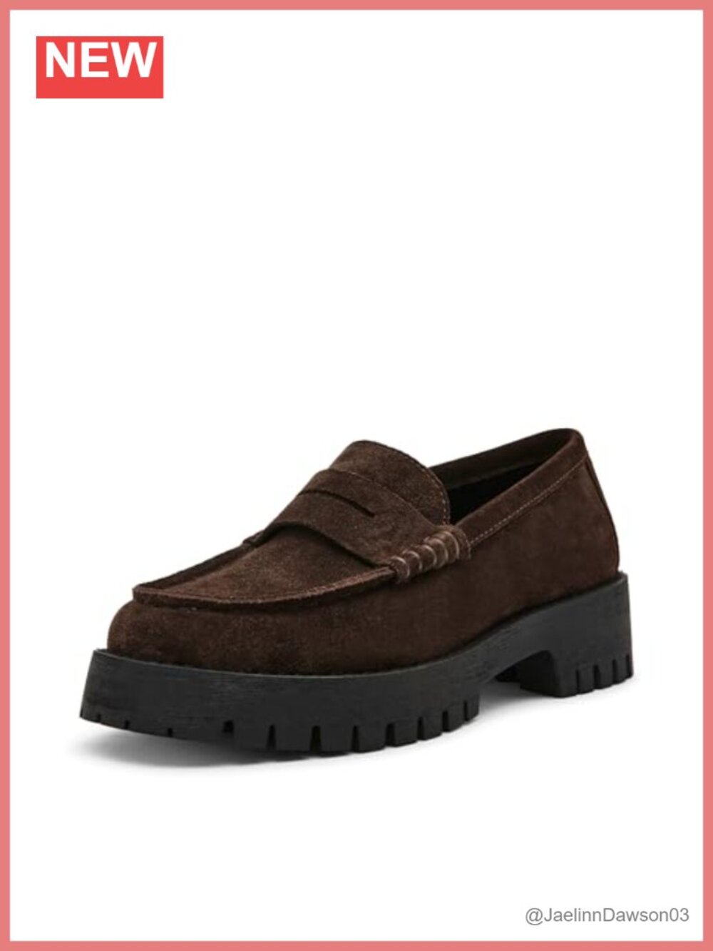 Suede Platform Loafers Round Toe Block Heel Women's Shoes